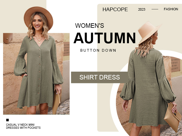 HAPCOPE Women''s Button Down Shirt Dress