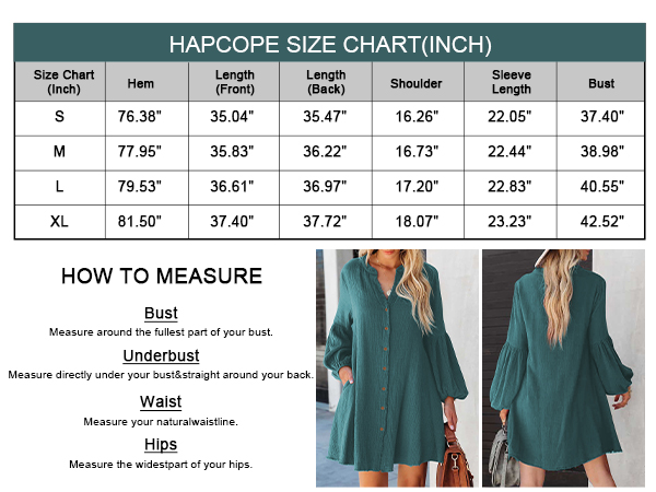 HAPCOPE Size Chart