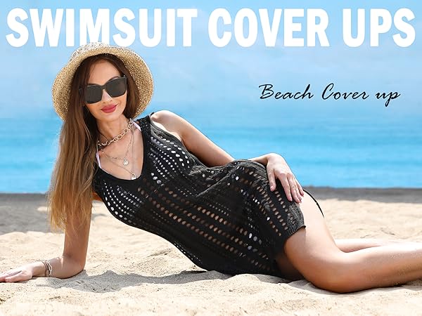 Beach Crochet Swim Cover Up for Women Swimsuit Bathing Suit Swimwear Bikini Sleeveless Dress 