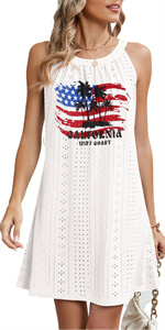 Tropical  Coconut  USA Flag printed Tank Dress for women