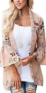 Fashion Lace Pacthwork Cardigan Blouse