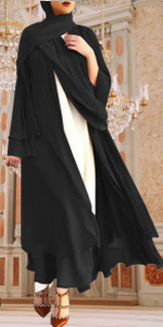 Kaftans Women Full Length Muslim Long Sleeve Flowy Maxi Dress Islamic Evening Gown+Hijab Scarf