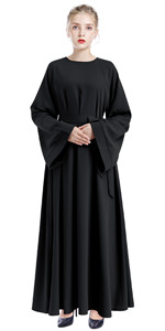 Muslim Dress for Women Kaftans Full Length Long Sleeve Islam Flowy Maxi Dress Evening Gown+Prayer