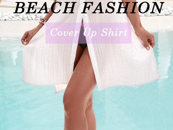 Bathing Suits Bikini Swimsuit Cover Up Button Down Shirt Coverups Beachwear 