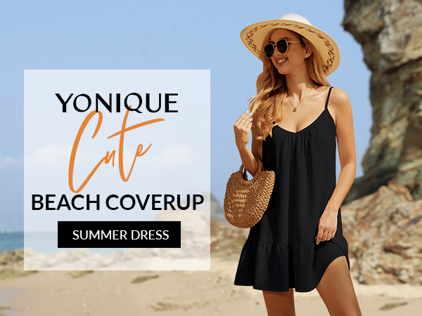 Cover Ups Swimwear Dress Sleeveless Swimsuit Coverup Dress with Ruffle Hem for Women