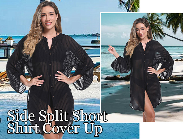 Split Short Blouse Cover Ups