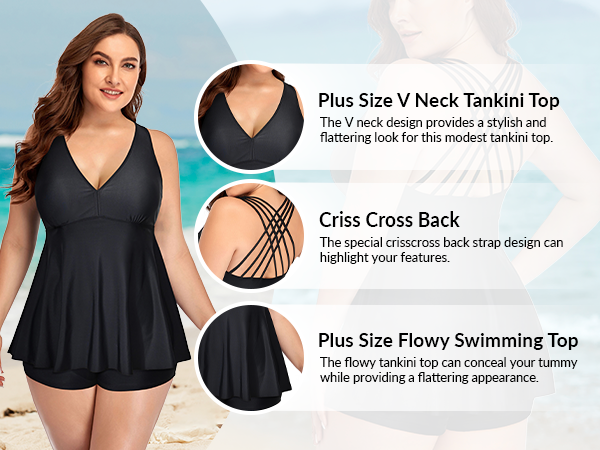 plus size criss cross back swimsuit top