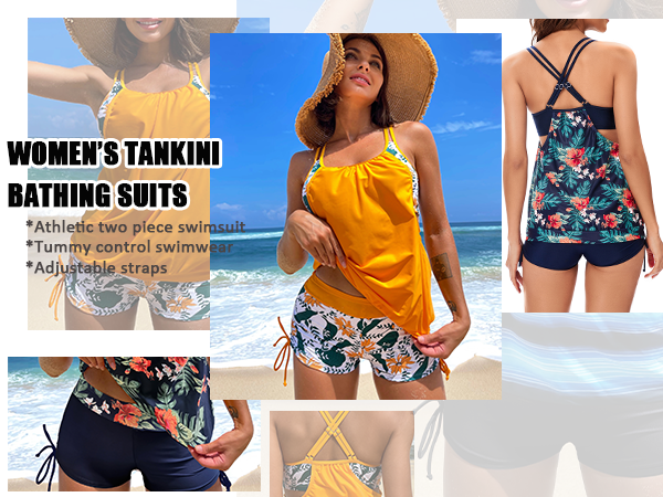 Tankini Bathing Suits for Women Two Piece Swimsuits Modest Tank Tops Loose Fit Swimwear