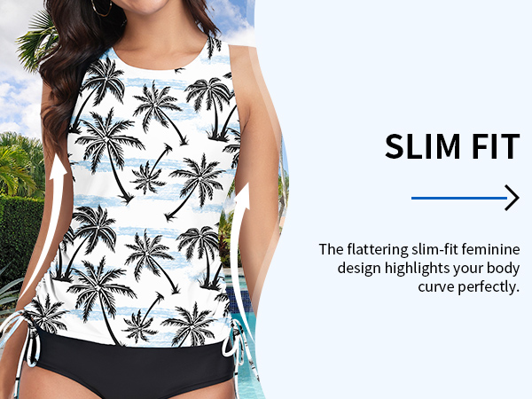 Racerback Padded Tankini Tops Swimsuits