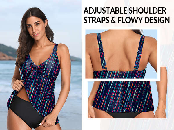 Flowy Tankini Tops Only Modest Swim Tops loose fit Bathing Suit Tops No Bottom