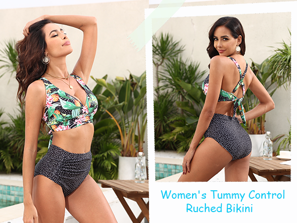 Modest High Waisted Bikini Sets