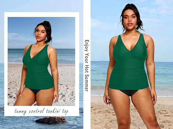 Tankini Tops for Women Swimwear Plus Size Modest Swim Top