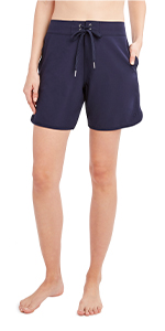 Nautica Women’s Solid 7” Stretch Boardshort – Casual Quick-Drying Swim Shorts