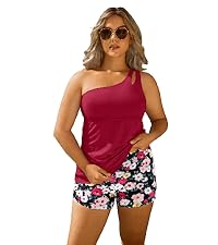 plus one shoulder tankini