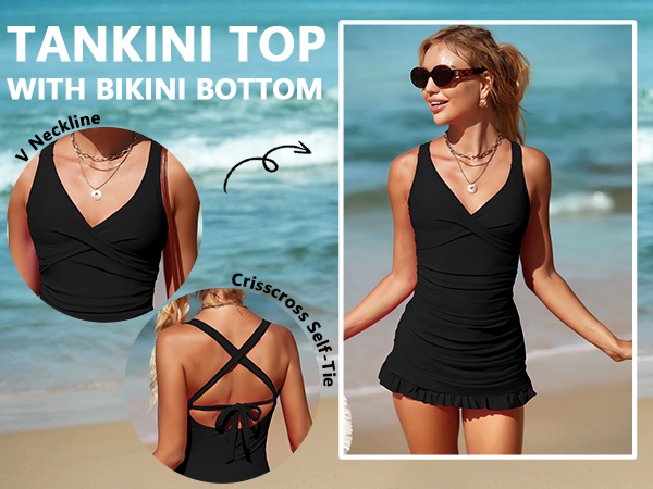 tummy control tankini swimsuits for women