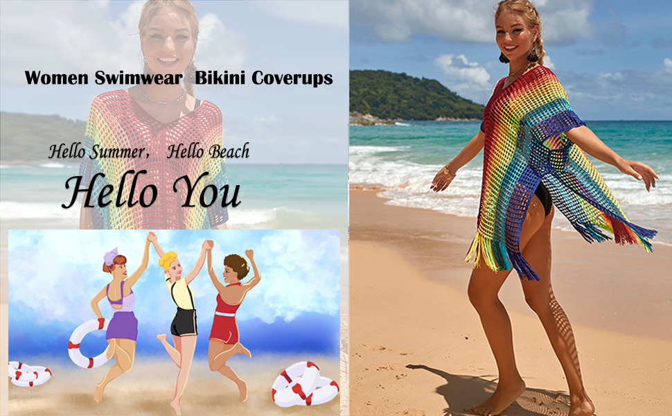 Ckikiou Swimsuit Cover ups for Women Crochet Bathing Suit Summer Boho Beach Bikini Coverup