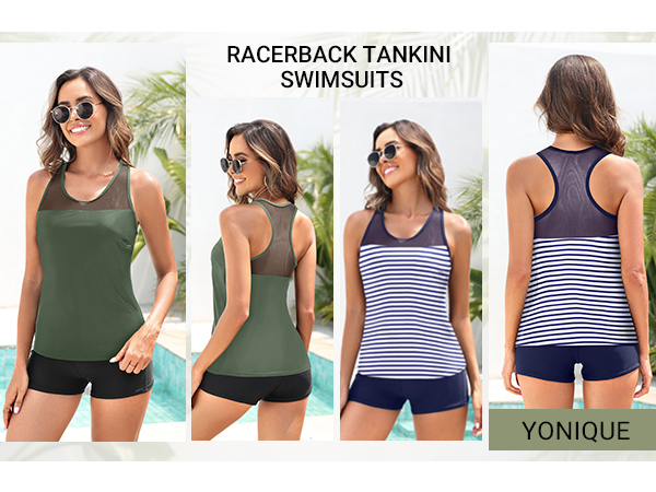 Yonique Tankini Swimsuits for Women with Shorts Athletic Two Piece Bathing Suits