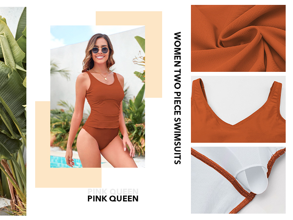  Pink Queen Women''s Tankini Swimsuits Bathing Suits Two Piece Tankini Tops Bikini Bottoms