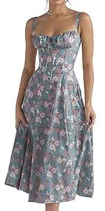 Womens Summer Floral Split Midi Dress