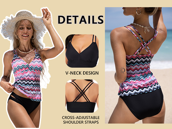 Beach swimsuit for women high waist tankini