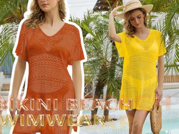 Summer Beach Bikini Wave Pattern Cover Up