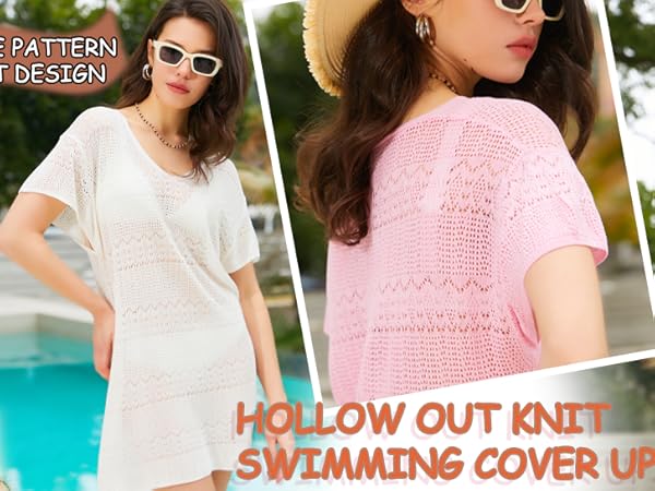 Hollow Out Knit Swimming Cover Ups