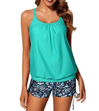 blouson tankini bathing suit tummy control swimsuit