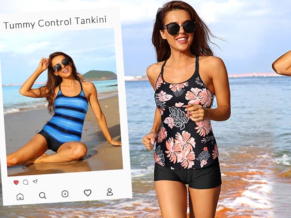 tummy control tankini bathing suit swimsuit 2 piece bathing suit 