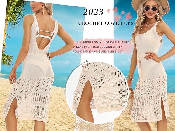 Crochet Cover Ups for Swimwear Women Knit Beach Cover Up Dress Summer Beachwear 