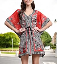 Womens Caftan Floral Print Kaftan Dress Short Sleeve Swimsuit Cover up Loungewear for Summer