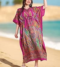 Ethnic Kaftan Dresses for Women Swimsuit Cover Up Resort Wear Printed Dress