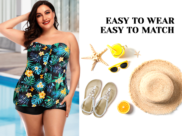 Plus Size Bandeau Tankini