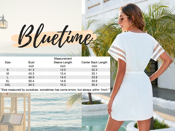 Women Swimsuits Cover Ups Chiffon Bathing Suit V-Neck Bikini Coverup Beach Swimwear Cover Dress