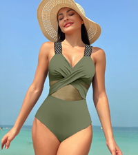 Tummy Control Swimsuits for Women Sleeveless Halter/Spaghetti Straps One Piece Swimsuit Bathing Suit