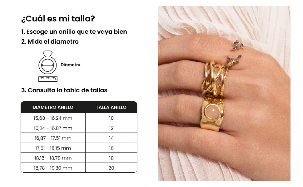 talla anillos, español