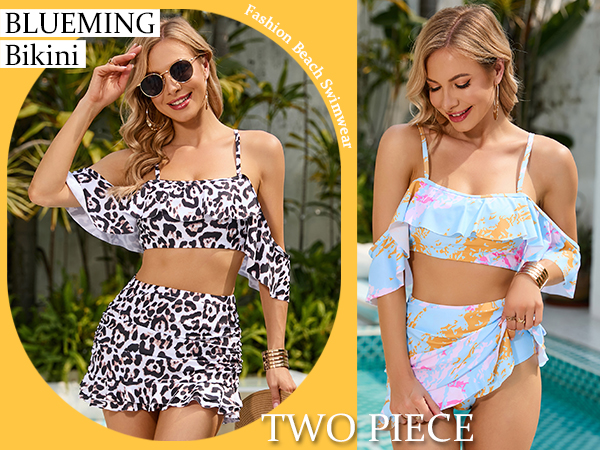 BLUEMING Swimsuits For Women Tummy Control 2 Piece Bathing Suit Two Piece