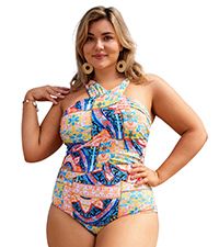 Plus Size Women Swimsuit One Piece Bathing Suit Tummy Control Front Cross Adjustable Straps Swimwear