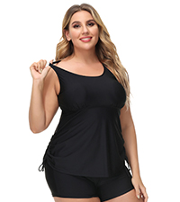 Plus Size 2 Pieces Athletic Tankini Swimsuits for Women Tummy Control Bathing Suit with Shorts