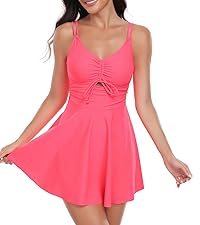 GM GM24024 Chic and Edgy: Double Strap Cutout Drawstring Swimdress One Piece