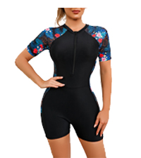 Women''s Long Sleeve Rash Guard Shirts Floral Print One Piece Swimsuit Bathing Suits