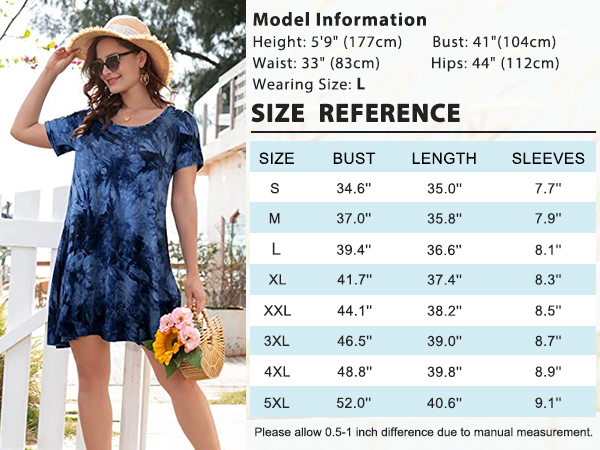 Summer Dresses for Women Casual Tshirt Beach Flowy Sundresses