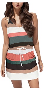 B0D2613TBD Casual Spaghetti Stripes Backless Dress