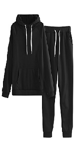 B0D9K8G2K3 Women Casual Sweatsuit Solid Loose Pocket Hoodies Drawstring Active Pant