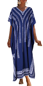 Cogild Women Ethnic Kaftans Dresses Long Swimsuit Cover Ups Beach Dresses