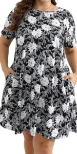 Women Plus Size Floral Dress with Pockets