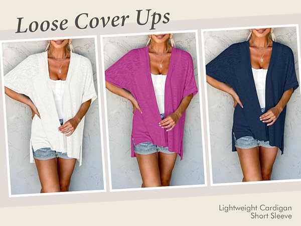 Summer Short Sleeve Lightweight Open Front Cardigan