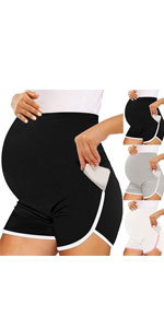 Maternity Shorts with Pockets Plus Size Over The Belly 