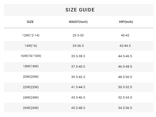 size chart