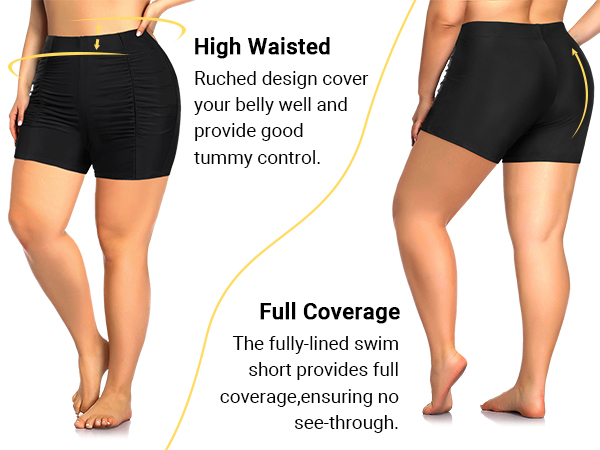 plus size high waisted swim bottoms