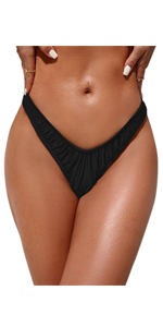 High Cut Ruched Bikini Bottoms